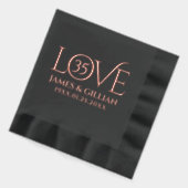 Elegant 35th Coral Wedding Anniversary Years 箔ナプキン (左)