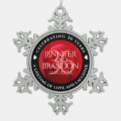 Elegant 36th Rose Wedding Anniversary Celebration スノーフレークピューターオーナメント (正面)