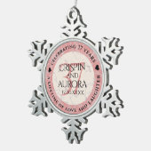 Elegant 37th Alabaster Wedding Anniversary スノーフレークピューターオーナメント (右)