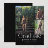 elegant 3 photo graduation 2026 announcement card  招待状 (正面/裏面)