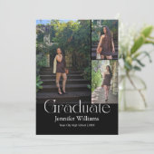 elegant 3 photo graduation 2026 announcement card  招待状 (スタンド正面)