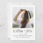 Elegant 3 PHOTO Typography Graduation Thank you サンキューカード (正面)