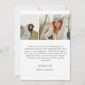 Elegant 3 PHOTO Typography Graduation Thank you サンキューカード (裏面)