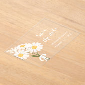Elegant 3 White Daisy Flowers Save the Date アクリル招待状 (レイダウン)