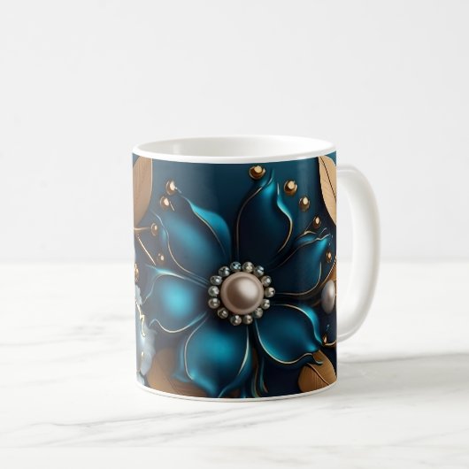 Elegant 3D Floral Bloom Design, Flower Pattern Cof コーヒーマグカップ (正面右)