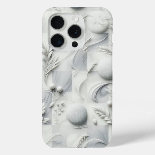 Elegant 3D Floral Marble Phone Case - White Relief Case-Mate iPhoneケース (裏面)