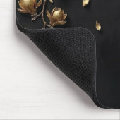 Elegant 3D Gold Flowers on Black Mouse Pad - Luxur マウスパッド (コーナー)