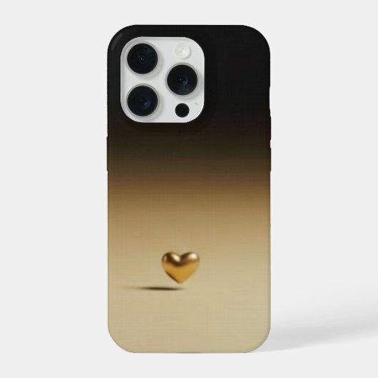 Elegant 3D Gold Heart Minimalist Black & Gold Grad iPhoneケース (裏面)