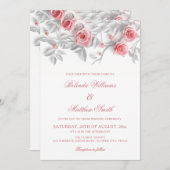  Elegant 3D Roses White Floral Wedding 招待状 (正面/裏面)