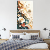 Elegant 3D Sculpted Roses キャンバスプリント (インサイチュ (寝室))