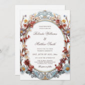  Elegant 3D Victorian Floral Frame 招待状 (正面/裏面)