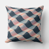 Elegant 3D Wave Pattern in Teal, Rose, and Cream クッション (正面)