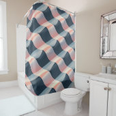 Elegant 3D Wave Pattern in Teal, Rose, and Cream シャワーカーテン (インサイチュ)