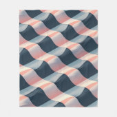 Elegant 3D Wave Pattern in Teal, Rose, and Cream フリースブランケット (正面)