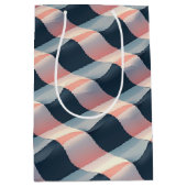 Elegant 3D Wave Pattern in Teal, Rose, and Cream ミディアムペーパーバッグ (正面)