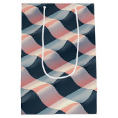 Elegant 3D Wave Pattern in Teal, Rose, and Cream ミディアムペーパーバッグ (裏面)