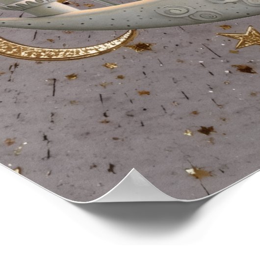 Elegant 3D White Crescent & Mosque Ramadan Design ポスター (角)