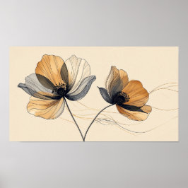  Elegant 3D White Floral Bas-Relief Sculpture on M ポスター