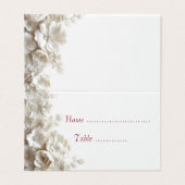 Elegant 3D White Floral Burgundy Place Card (外部フラット)