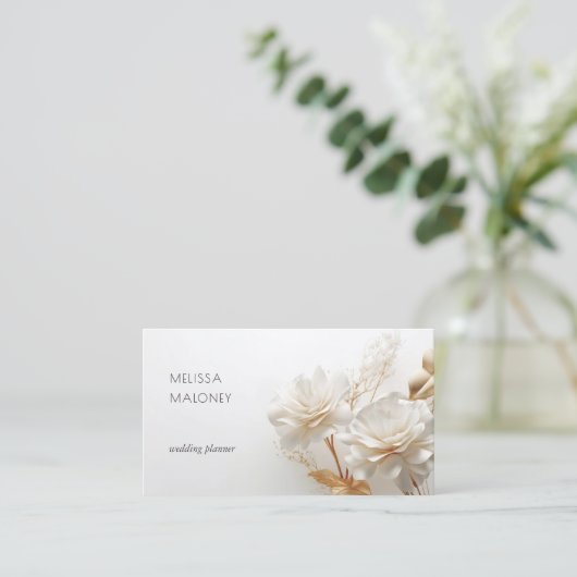 Elegant 3D White Gold Roses 名刺 (スタンド正面)