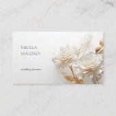 Elegant 3D White Gold Roses 名刺 (正面)