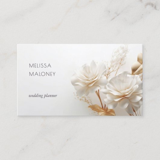 Elegant 3D White Gold Roses 名刺 (正面)