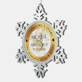 Elegant 3rd Leather Wedding Anniversary スノーフレークピューターオーナメント (右)