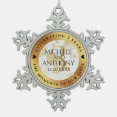 Elegant 3rd Leather Wedding Anniversary スノーフレークピューターオーナメント (正面)