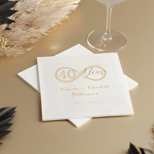 Elegant 40th Anniversary Milestone Infinity Love 箔ナプキン