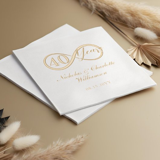 Elegant 40th Anniversary Milestone Infinity Love 箔ナプキン