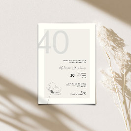 Elegant 40th Birthday Invitation - Minimal Style 招待状