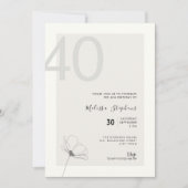 Elegant 40th Birthday Invitation - Minimal Style 招待状 (正面)