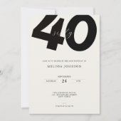 Elegant 40th Birthday Invitation - Minimal Style 招待状 (正面)