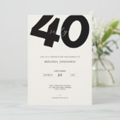 Elegant 40th Birthday Invitation - Minimal Style 招待状 (スタンド正面)
