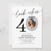 Elegant 40th Birthday Photo 招待状 (正面)