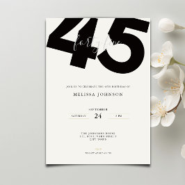 Elegant 45th Birthday Invitation - Minimal Style 招待状