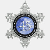 Elegant 45th Sapphire Wedding Anniversary スノーフレークピューターオーナメント (正面)
