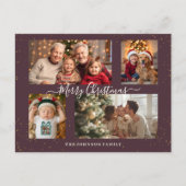 Elegant 4 Photo Christmas Card シーズンポストカード (正面)