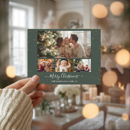 Elegant 4 Photo Christmas Card シーズンポストカード