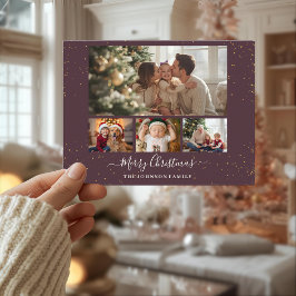 Elegant 4 Photo Christmas Card シーズンポストカード