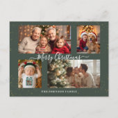 Elegant 4 Photo Christmas Card シーズンポストカード (正面)
