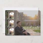 Elegant 4-Photo Collage Graduation Announcement 案内状 (正面)