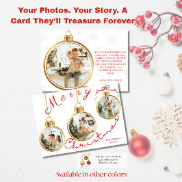 Elegant 4 Photo Gold Ornament Christmas Card シーズンカード