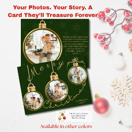 Elegant 4 Photo Gold Ornament Christmas Card シーズンカード