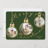 Elegant 4 Photo Gold Ornament Christmas Card シーズンカード (正面)