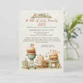 Elegant 4th of July BBQ Invitation – Soft Line Art 招待状 (スタンド正面)