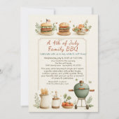 Elegant 4th of July BBQ Invitation – Soft Line Art 招待状 (正面)