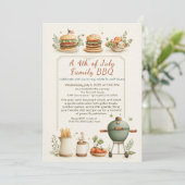 Elegant 4th of July BBQ Invitation – Soft Line Art 招待状 (スタンド正面)