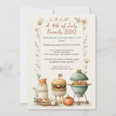Elegant 4th of July BBQ Invitation – Soft Line Art 招待状 (正面)