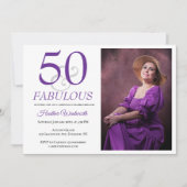 Elegant 50 and Fabulous 50th Birthday Photo 招待状 (正面)